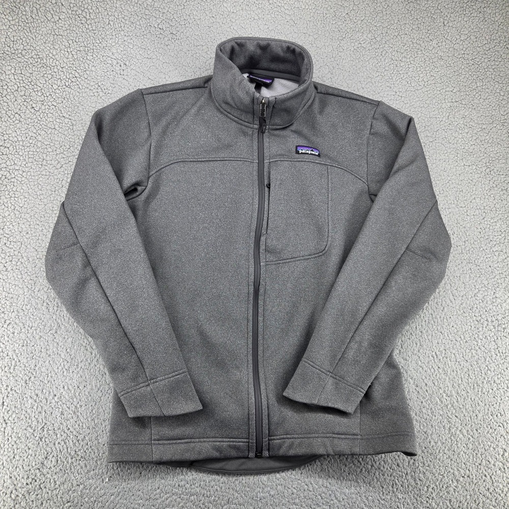 Patagonia Ukiah Jacket Men Medium Gray Full Zip Fleece Mock Neck Pockets Outdoor